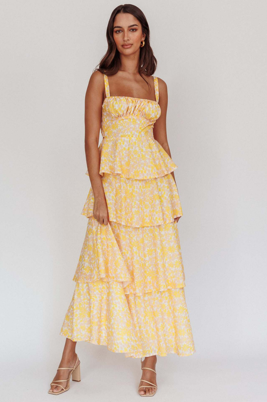 Flori | Women's Floral Maxi Dress with Ruffle Detail | Elegant Summer Formal Wear 1