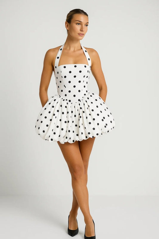 Mila Polka Dot Mini Dress Women – Elegant Short A-Line Dress 1